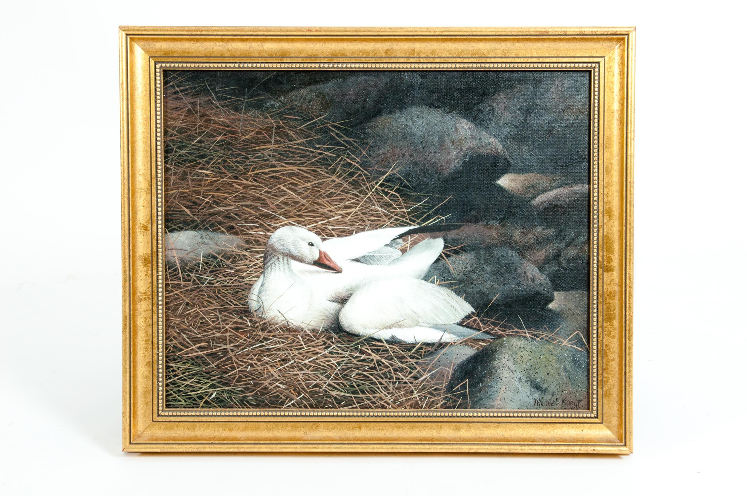 Gilt Wood Oil / Canvas Wildlife Painting 2