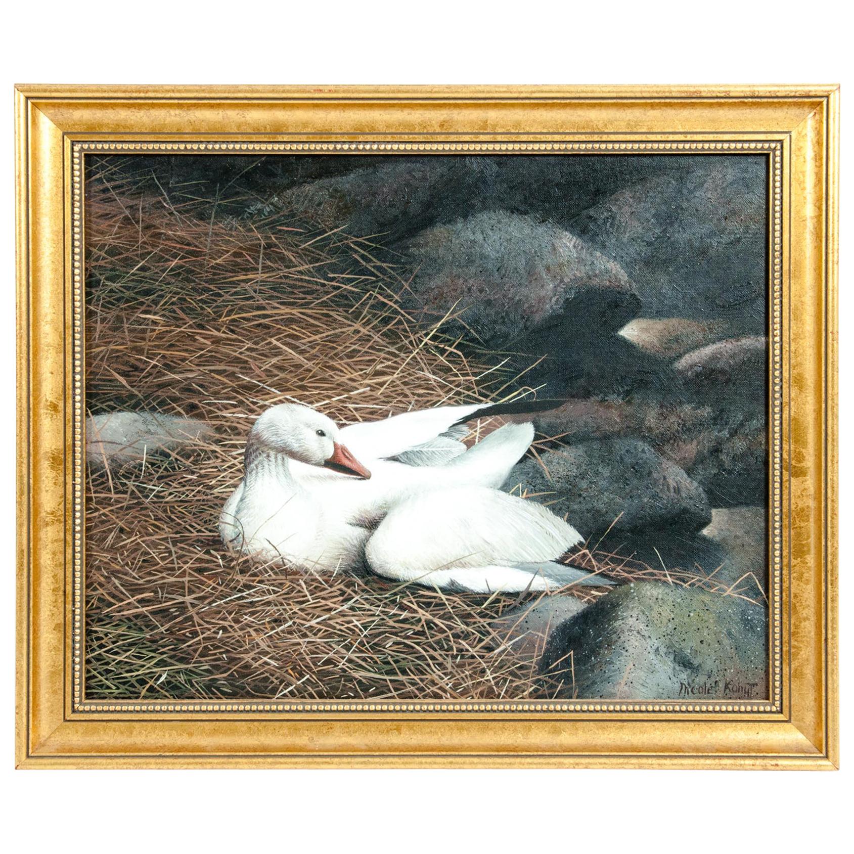 Gilt Wood Oil / Canvas Wildlife Painting