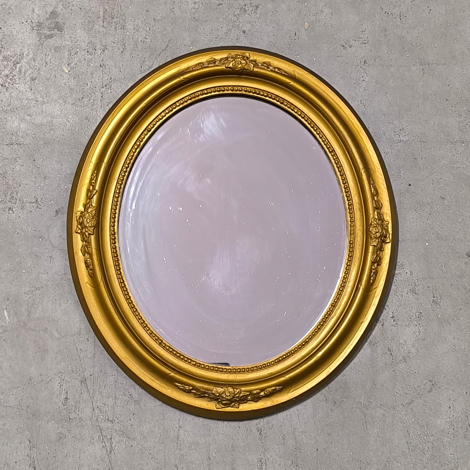 French Gilt Wood Oval Mirror, France 19th Century For Sale