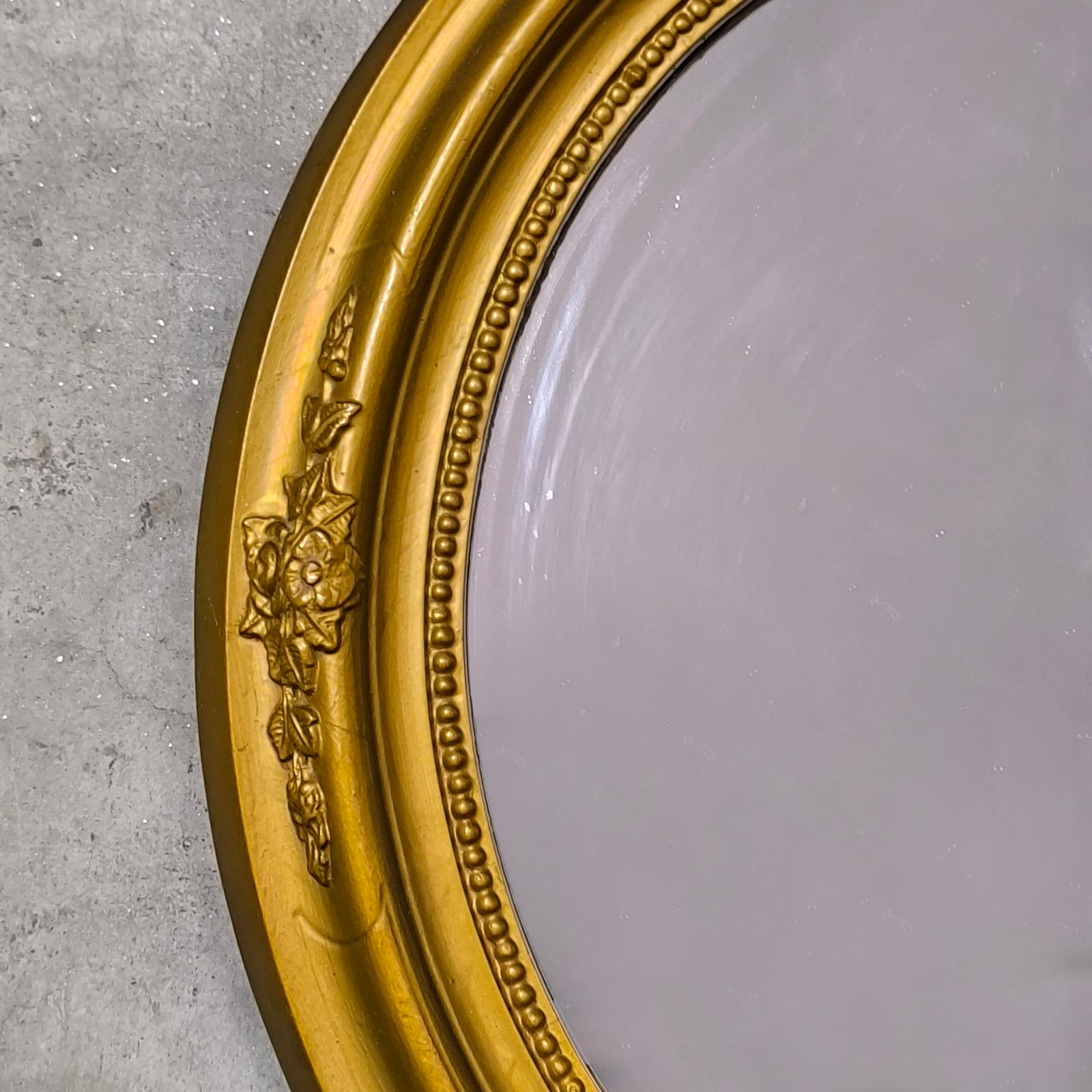 Gilt Wood Oval Mirror, France 19th Century For Sale 1