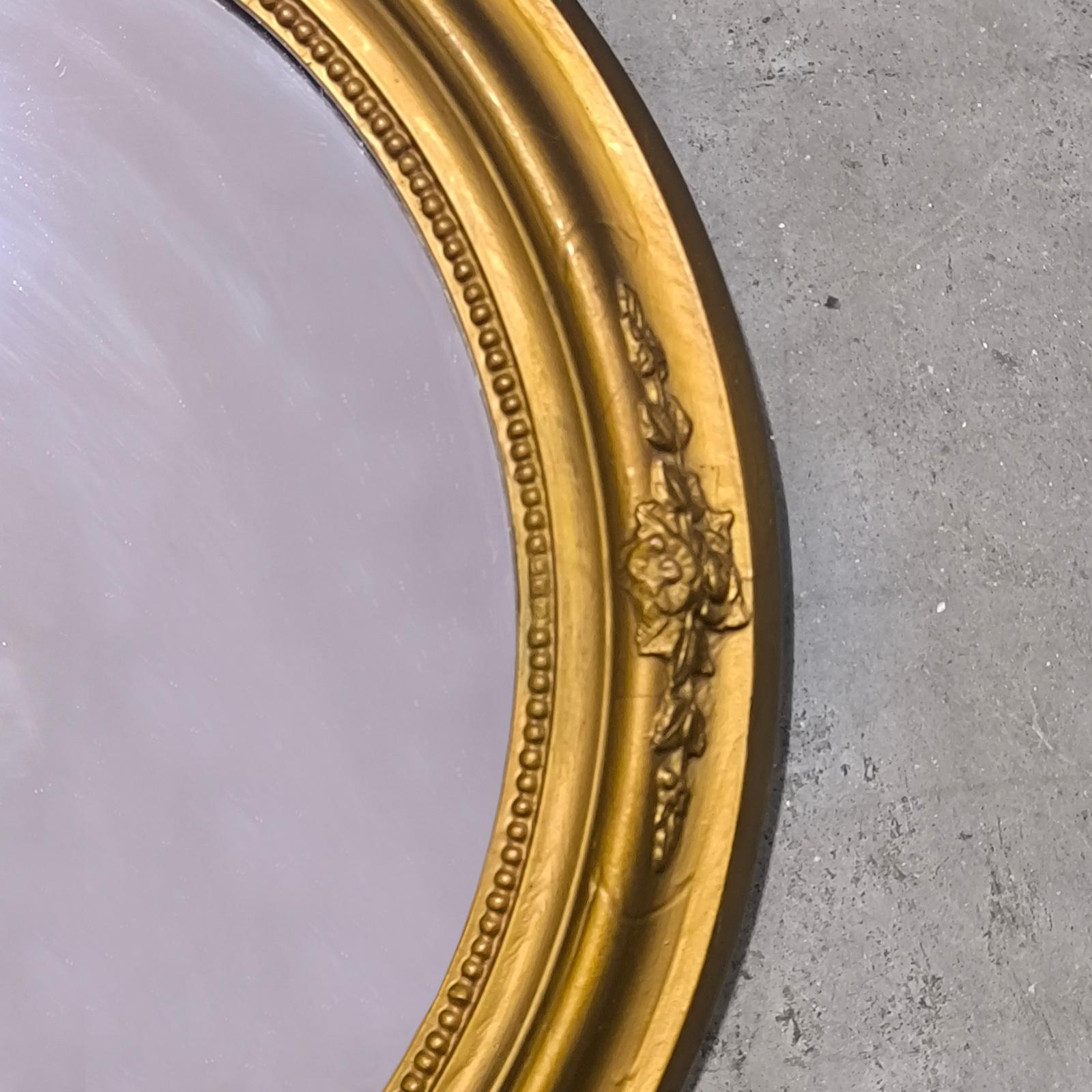 Gilt Wood Oval Mirror, France 19th Century For Sale 2