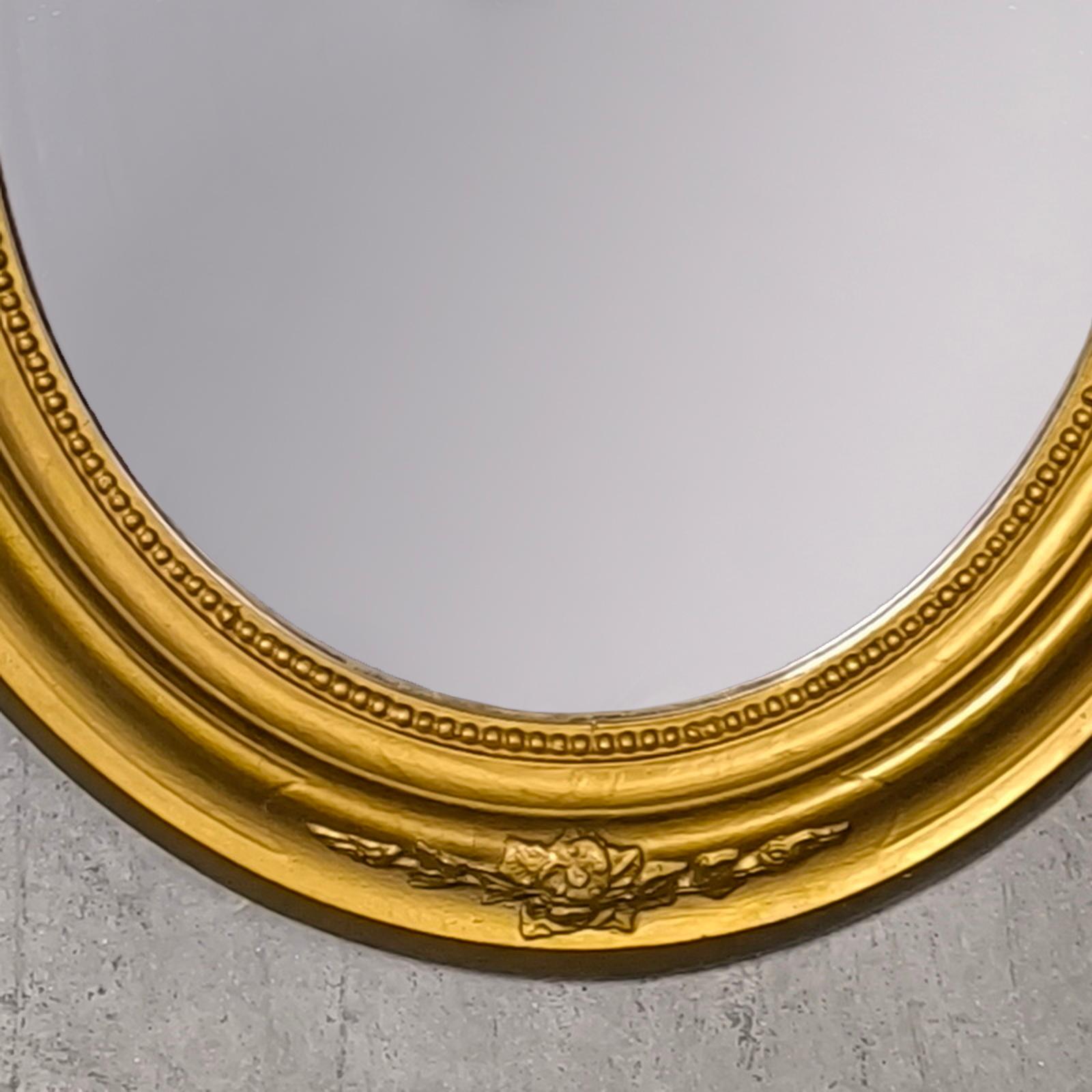 Gilt Wood Oval Mirror, France 19th Century For Sale 3