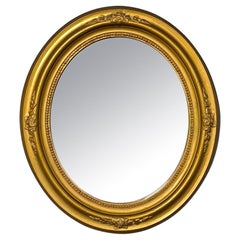 Gilt Wood Oval Mirror, France 19th Century