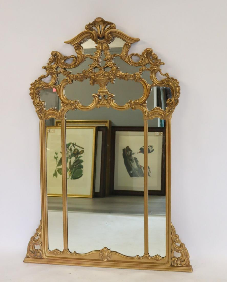 Grand miroir mural de style Louis XVI, bois doré, verre, Europe, années 1950 en vente 7