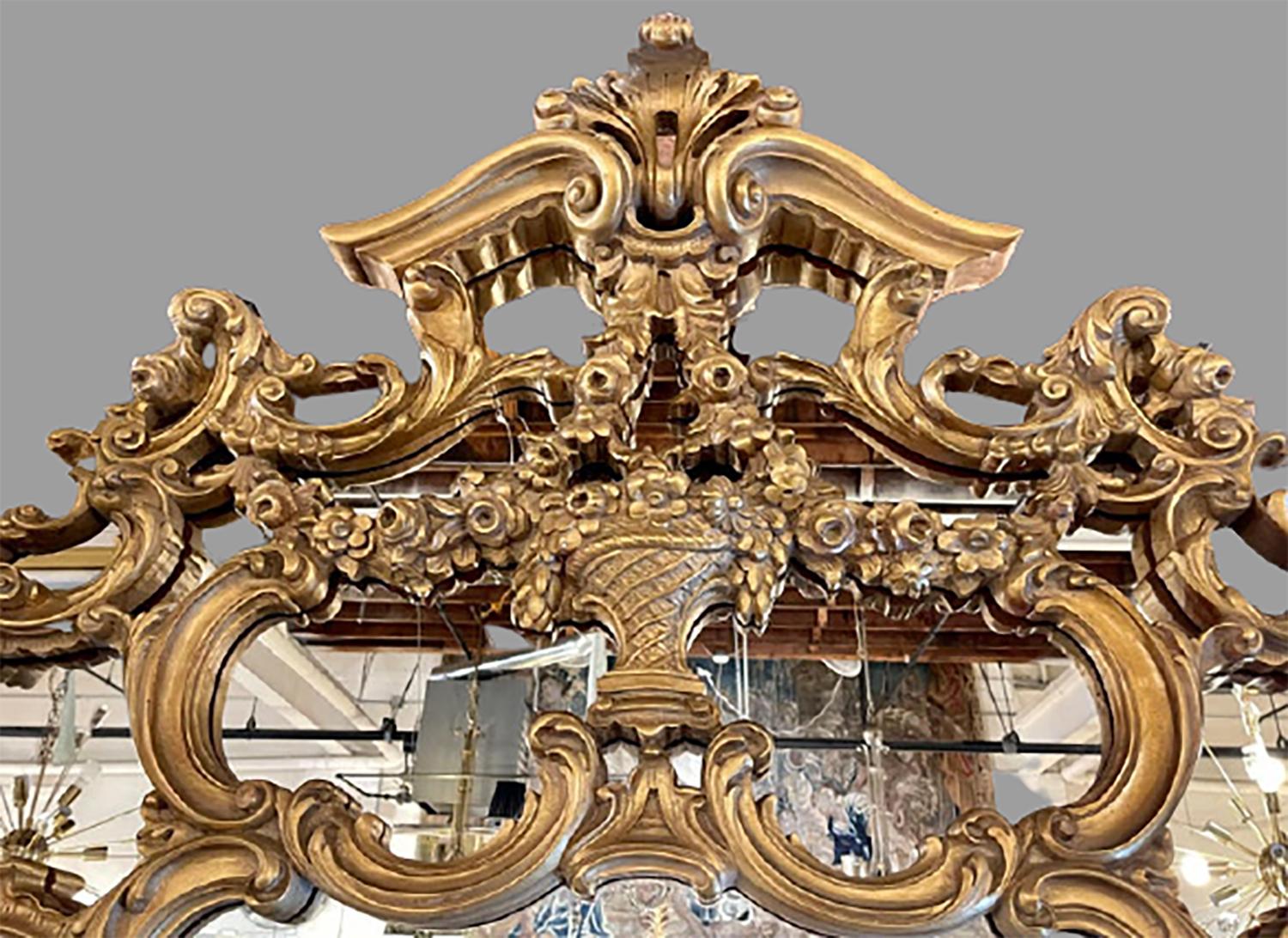 Louis XVI Style, Large Wall Mirror, Giltwood, Glass, Europe, 1950s In Good Condition For Sale In Stamford, CT