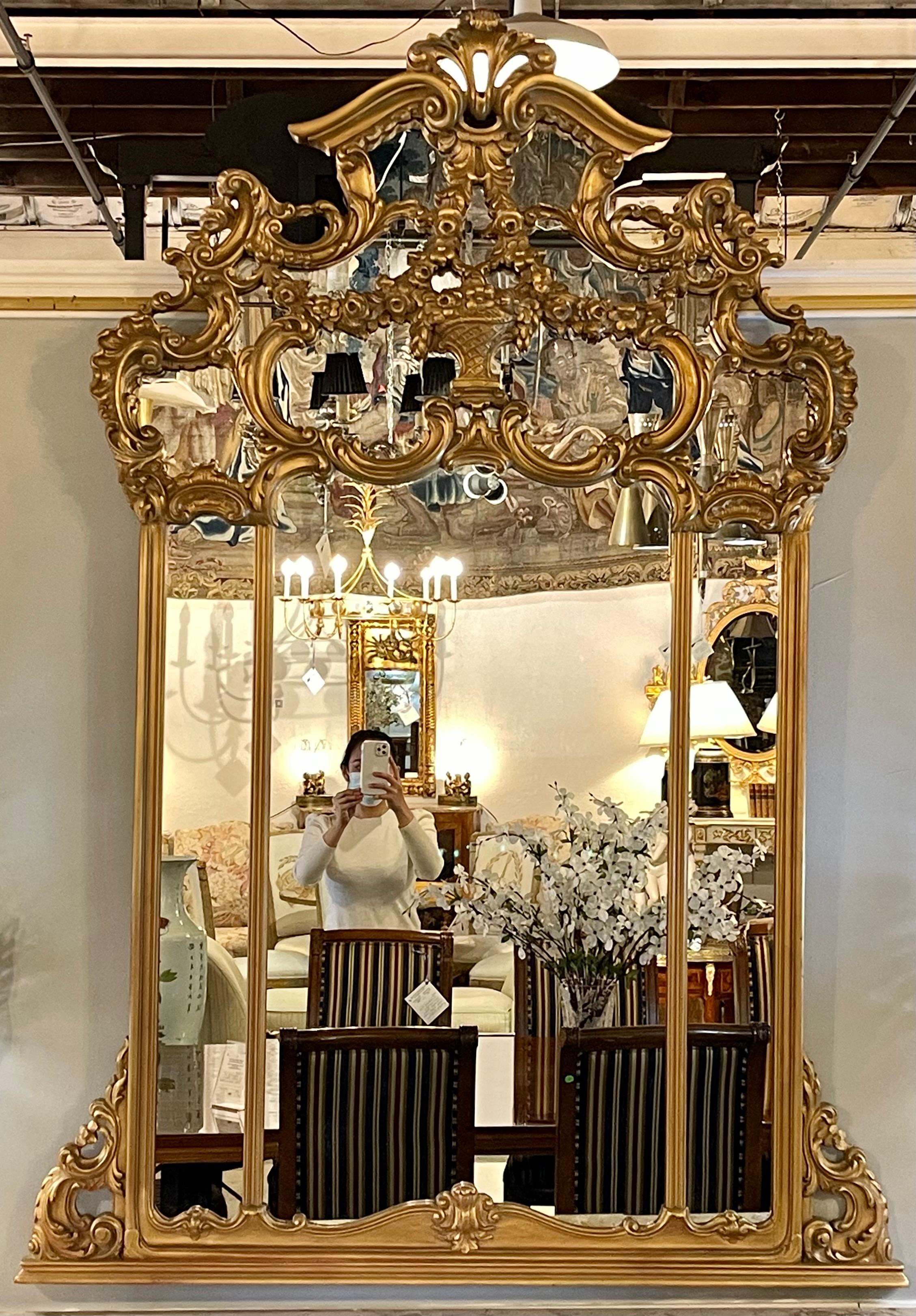 Louis XVI Style, Large Wall Mirror, Giltwood, Glass, Europe, 1950s For Sale 1