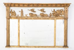 Giltwood Overmantel Mirror with Classical Figures in Carved Frieze