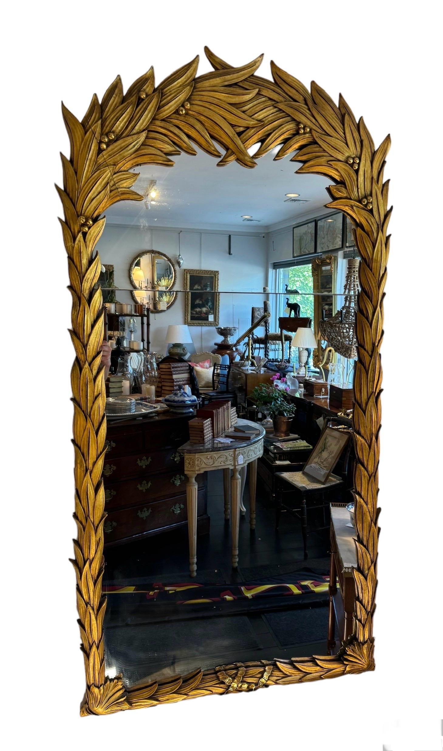 Mid-Century Modern Gilt-Wood Palm Frond Mirror in the Style of Serge Roche