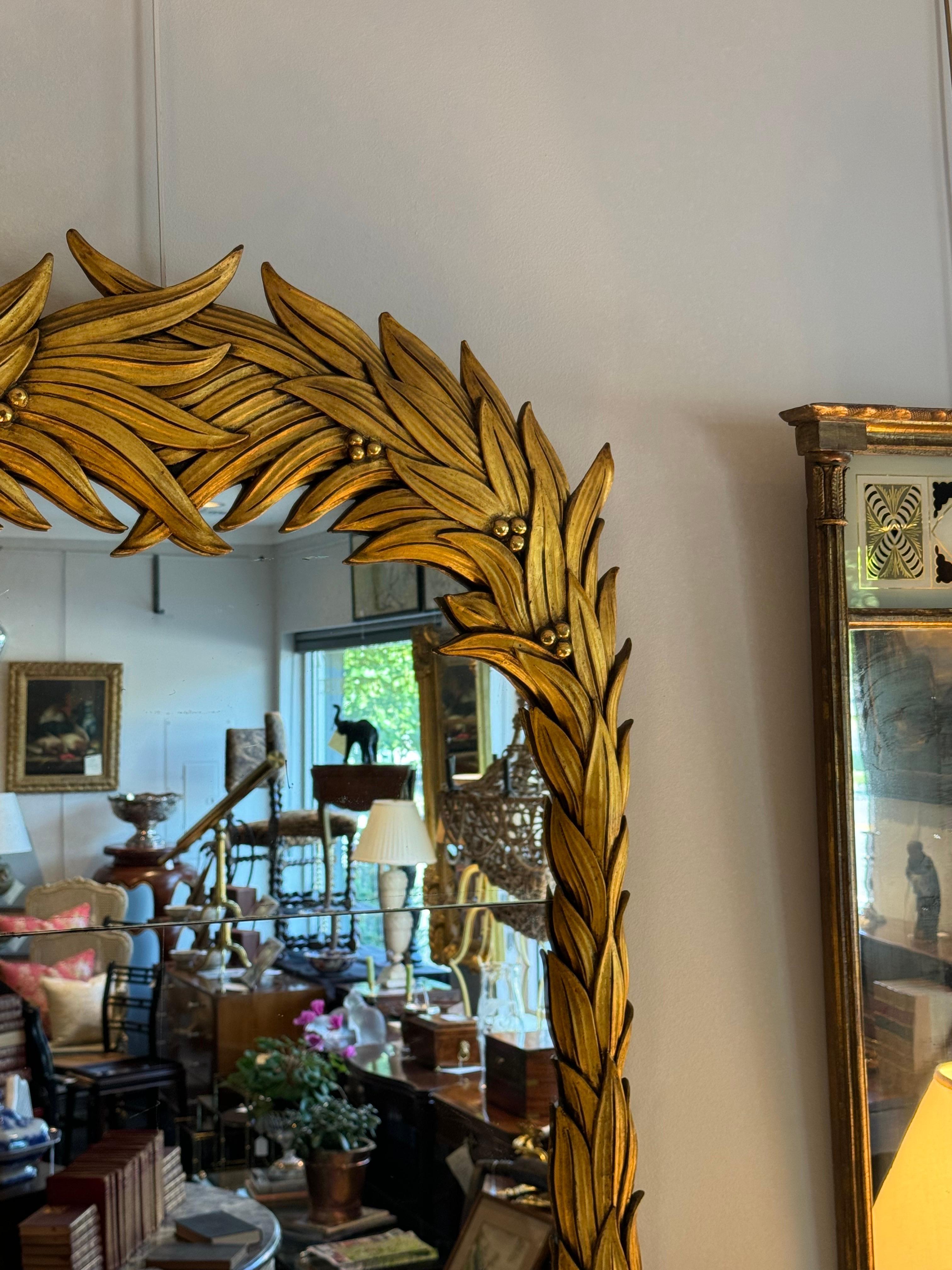 Gilt-Wood Palm Frond Mirror in the Style of Serge Roche In Good Condition In Huntington, NY