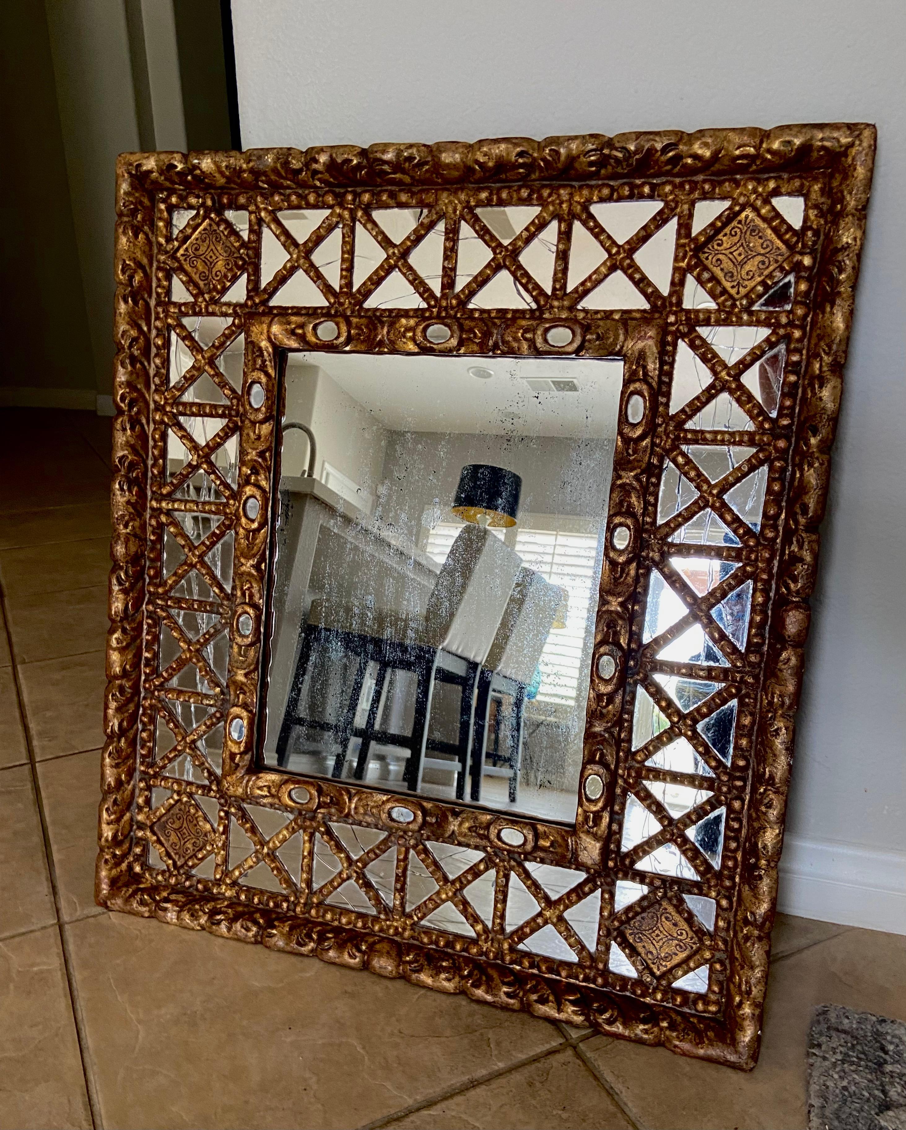 Mid-20th Century Gilt wood Spanish Colonial Wall Mirror For Sale