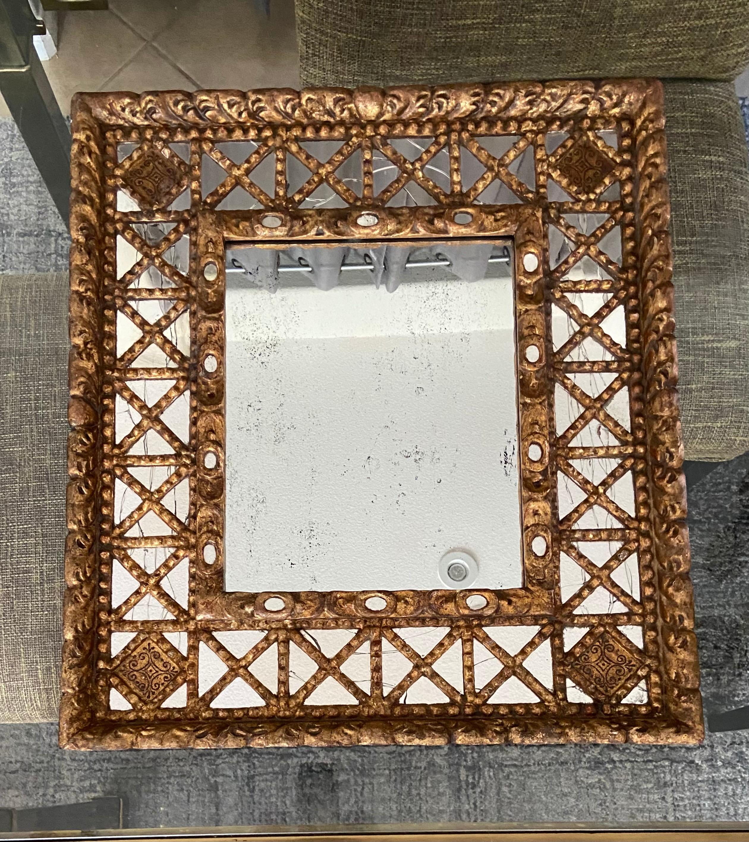 Gilt wood Spanish Colonial Wall Mirror For Sale 1