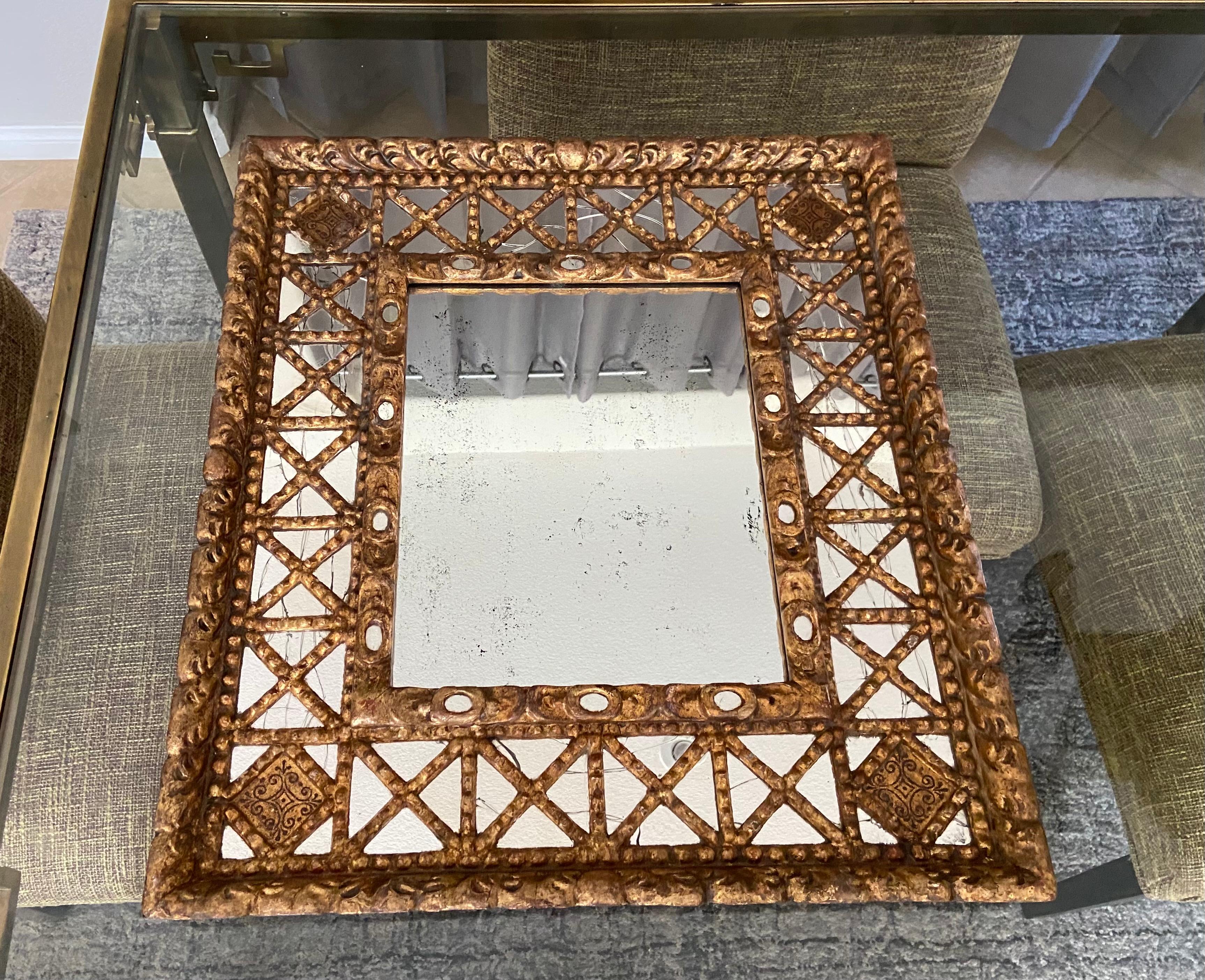 Gilt wood Spanish Colonial Wall Mirror For Sale 2