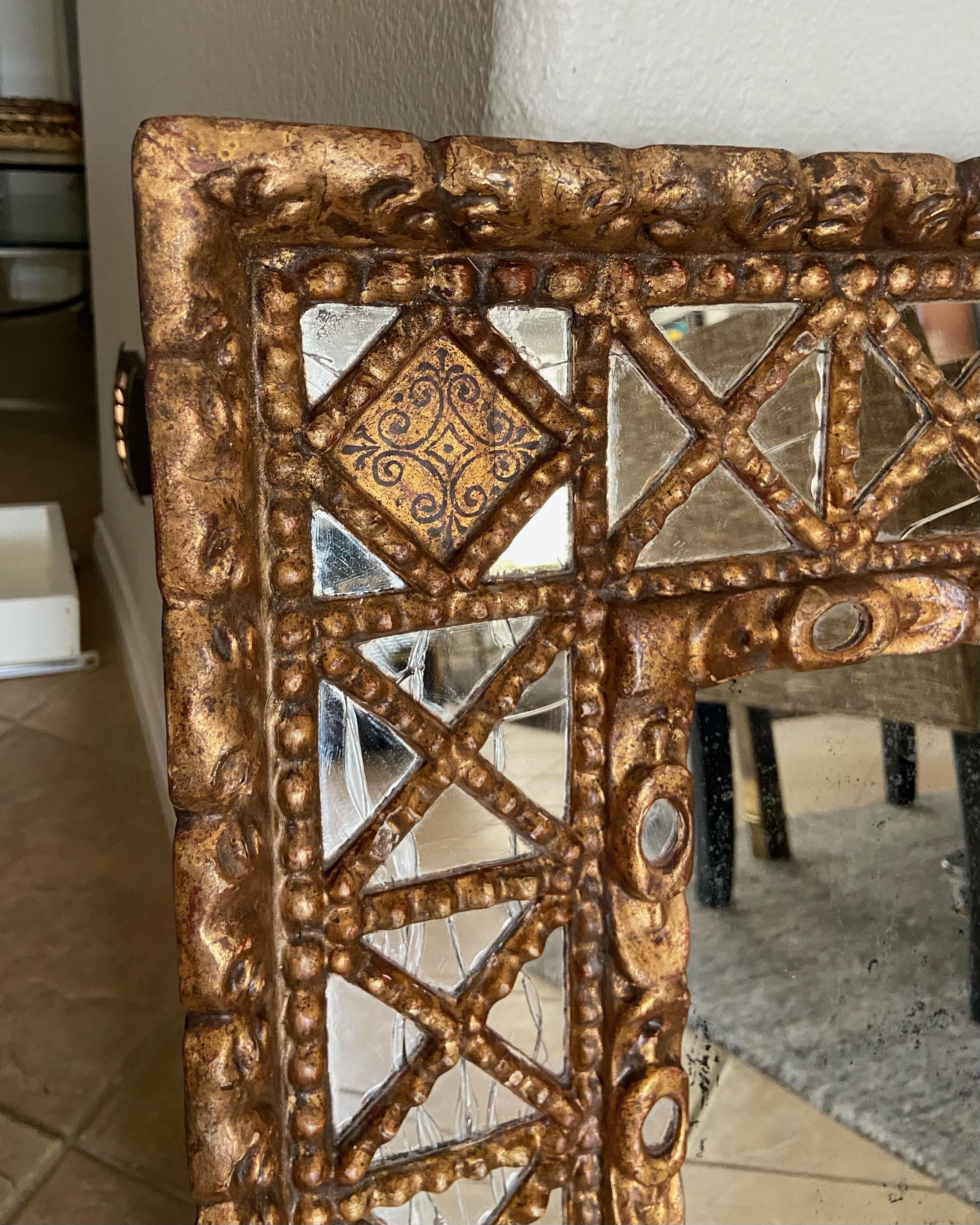 Gilt wood Spanish Colonial Wall Mirror For Sale 3