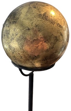 Gilt Wood Sphere Sculpture "Medicine Ball" by Michael Stallings with Stand