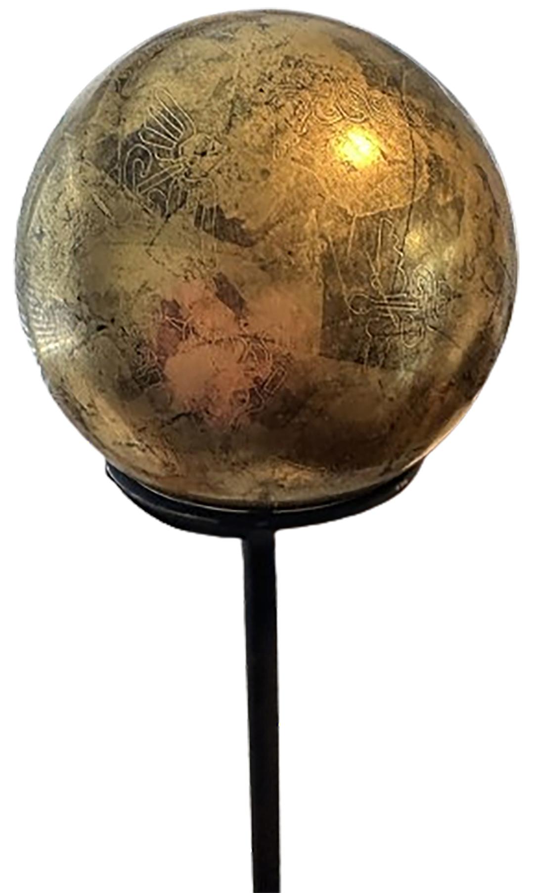 Contemporary Gilt Wood Sphere Sculpture 