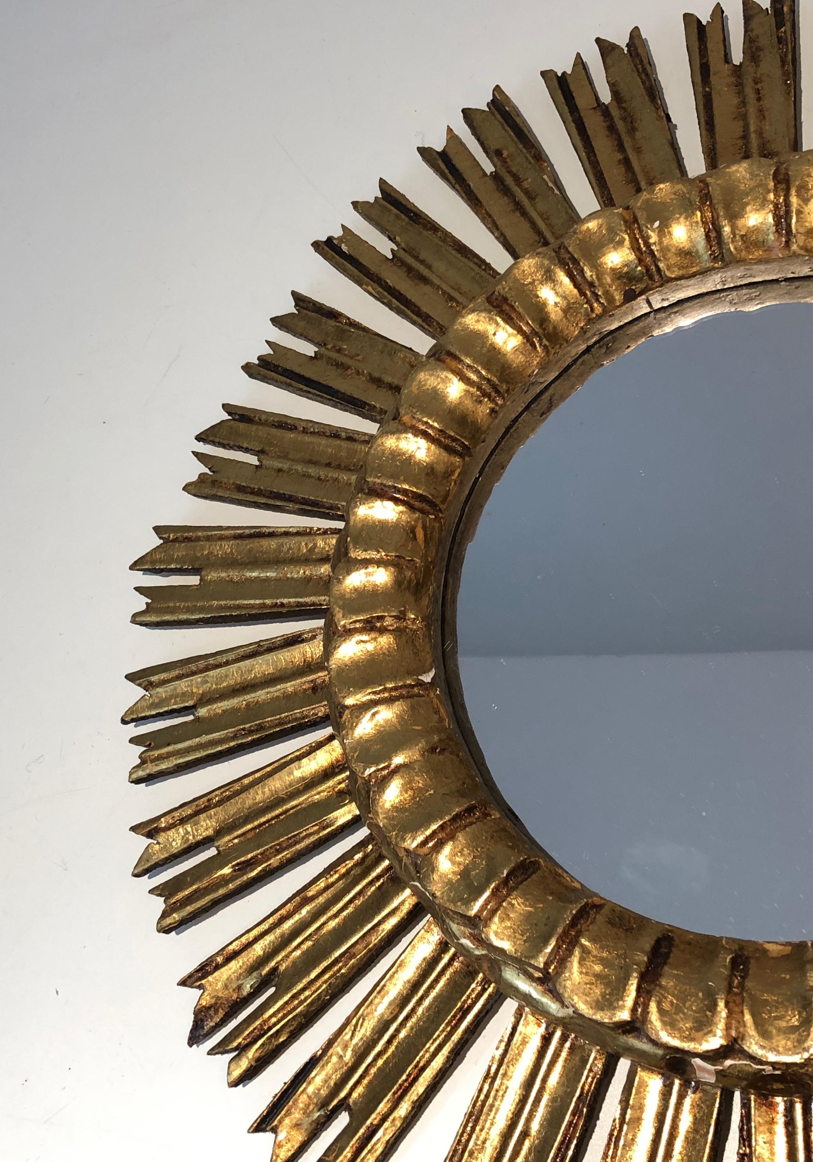 French Gilt Wood Sunburst Mirror