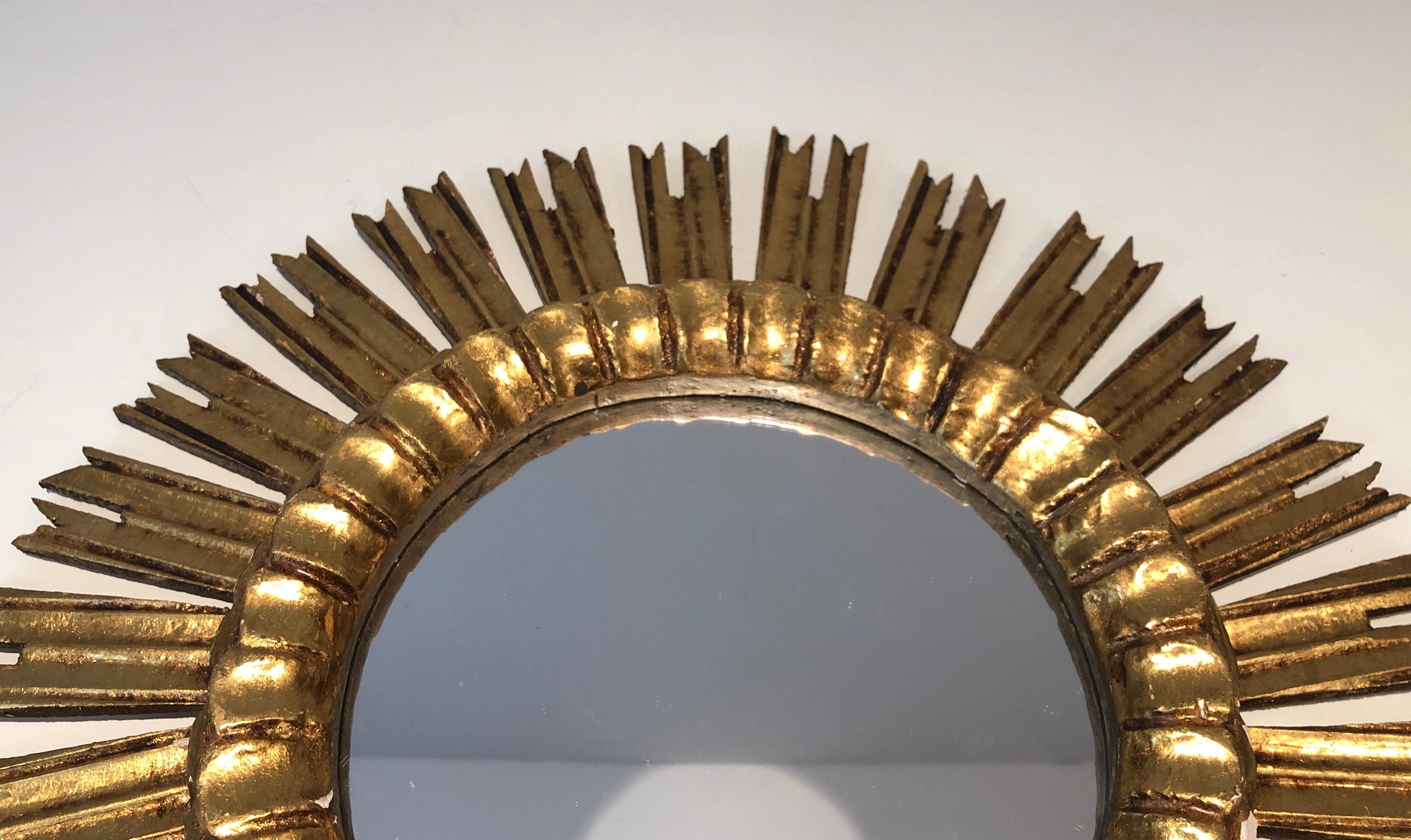 Late 20th Century Gilt Wood Sunburst Mirror