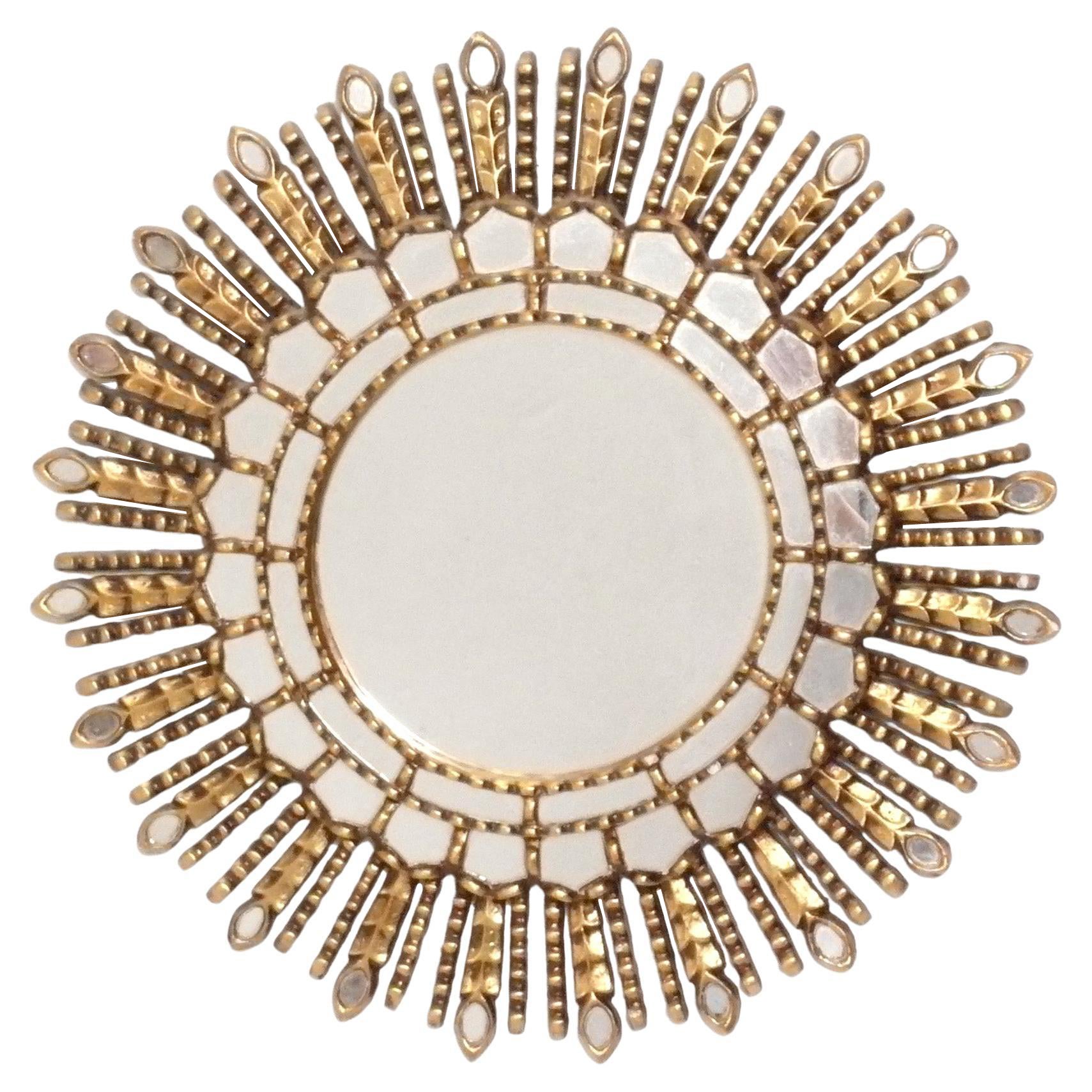Specchio Sunburst in legno dorato