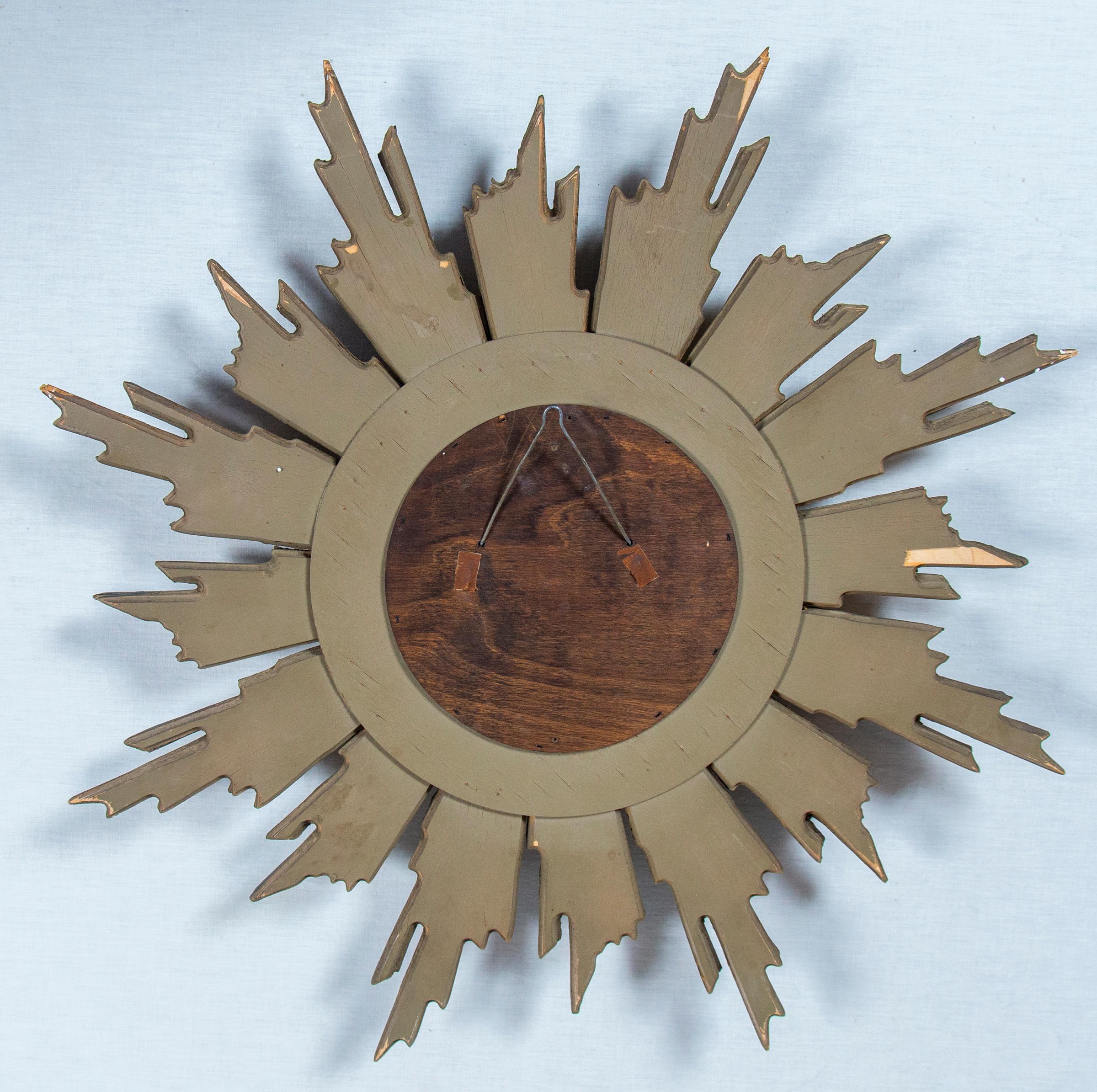 Giltwood Sunburst Mirror, France, Mid-20th Century 4