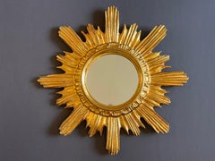 Gilt Wood Sunburst Mirror from Italy, 1960s, Antique Louis XIV Style