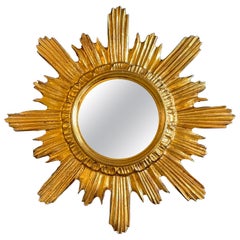 Gilt Wood Sunburst Mirror from Italy, 1960s, Antique Louis XIV Style