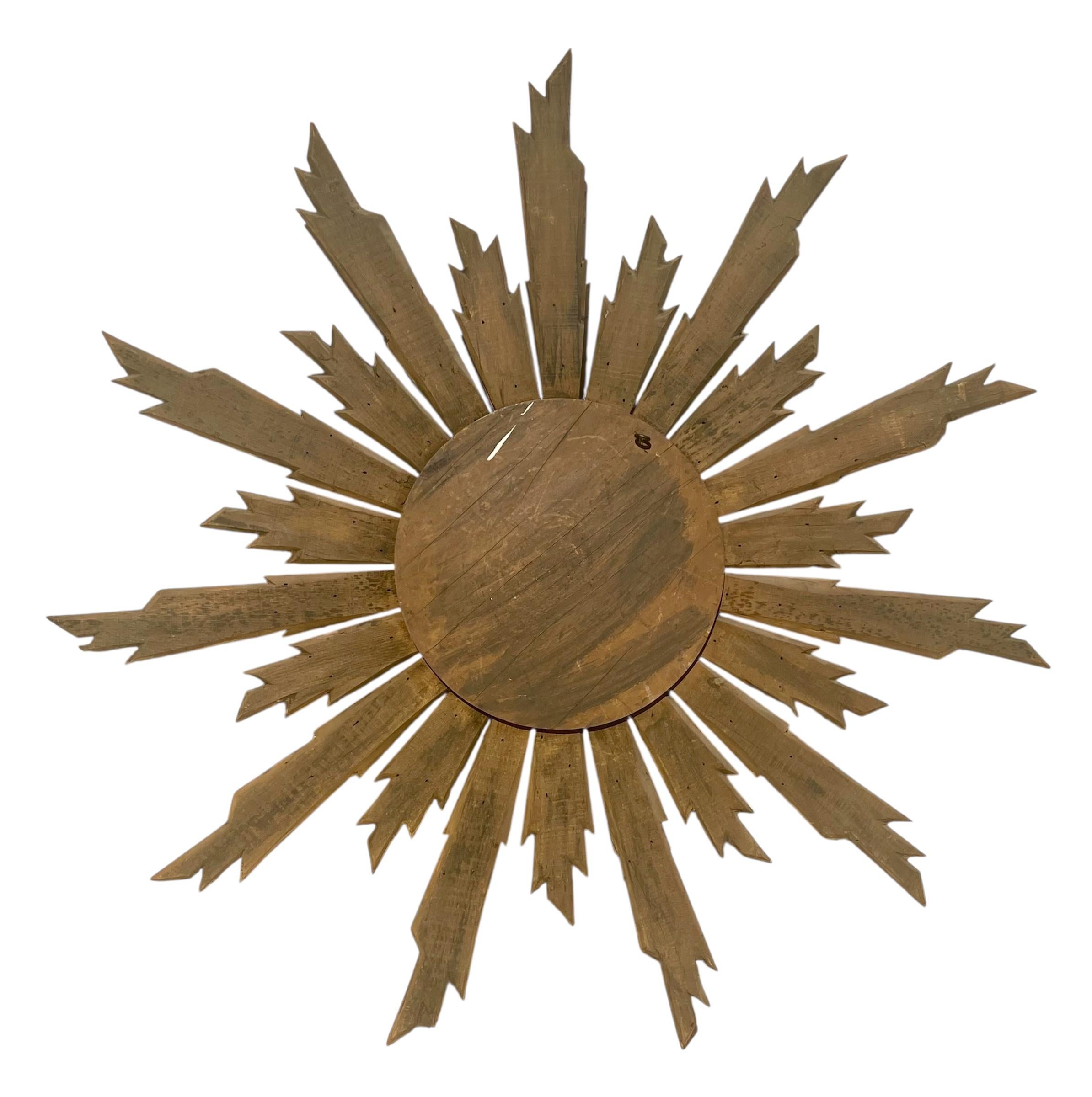 Uhrenspiegel aus vergoldetem Holz, um 1940 (Vergoldetes Holz) im Angebot