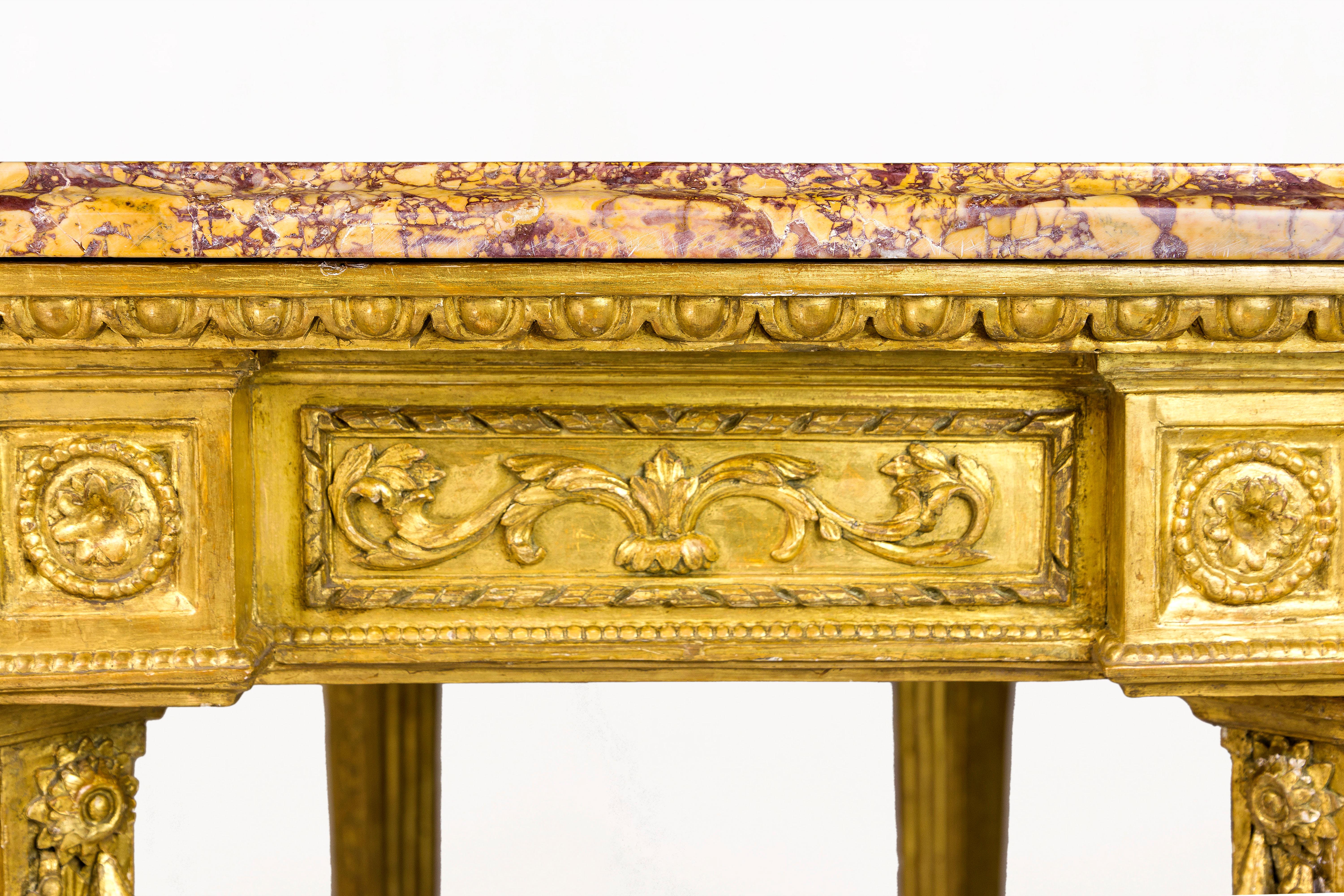 Neoclassical Gilt Wooden Console, 18th Century, Italy