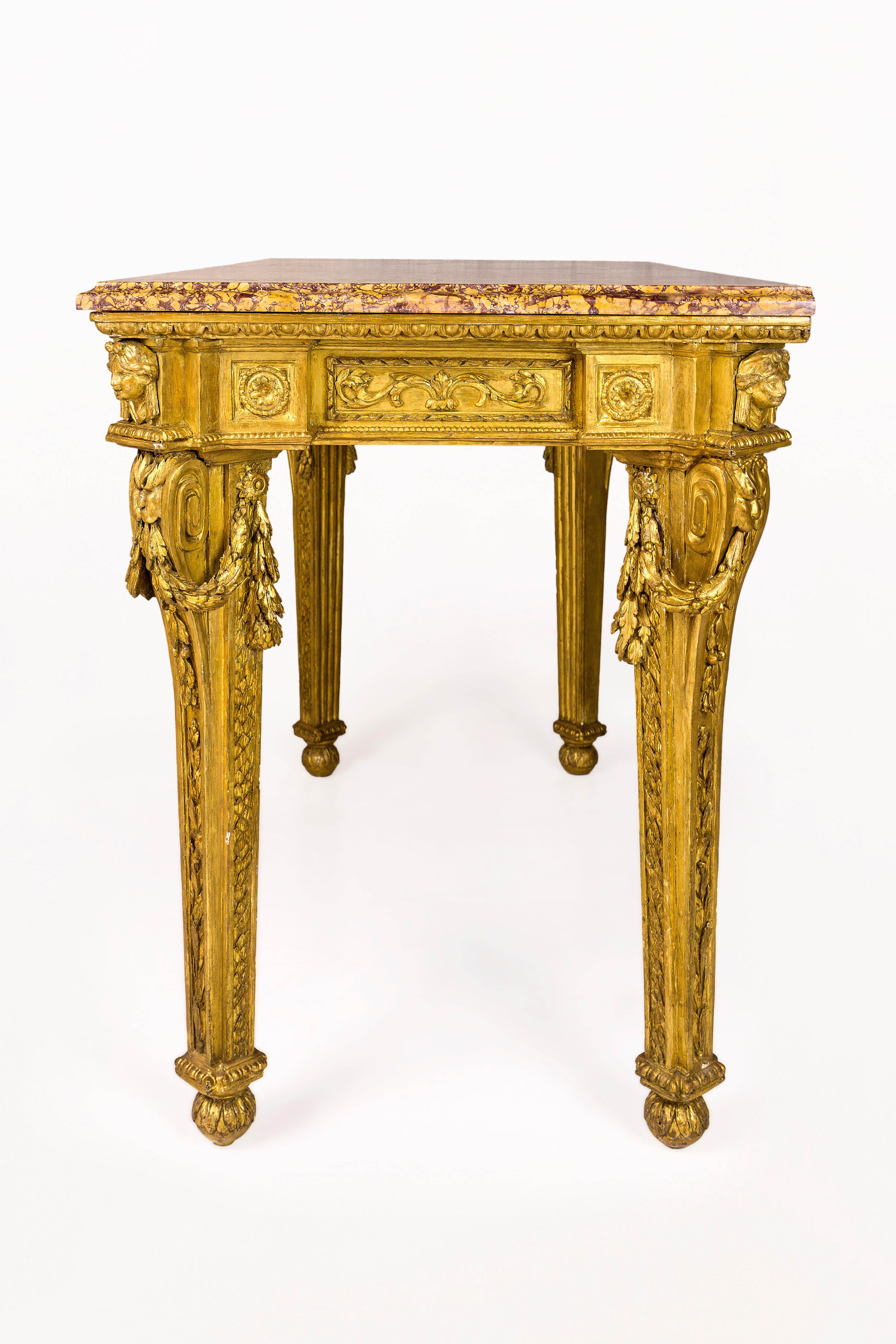 Marble Gilt Wooden Console, 18th Century, Italy