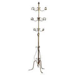 Gilt Wrought Iron 3-Tier Revolving Coat Stand Hat Rack, Koegl Style, Italy 1950s