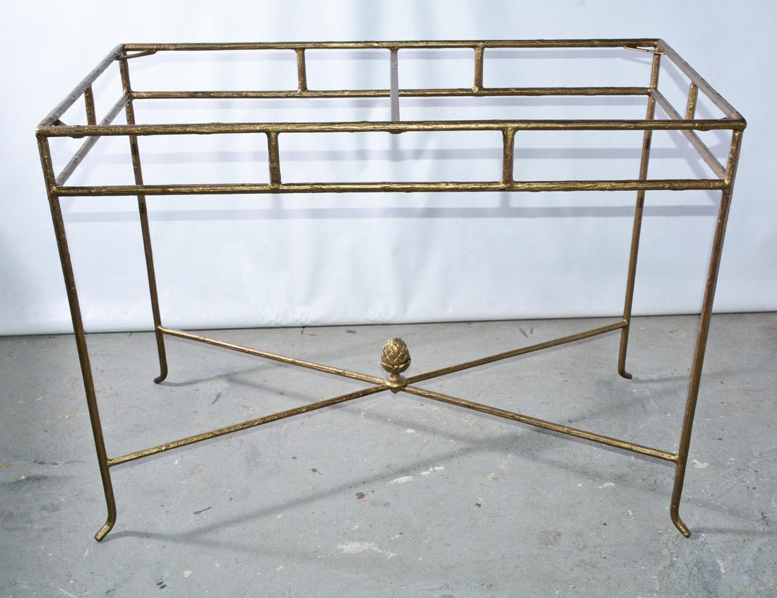 wrought iron and glass console table