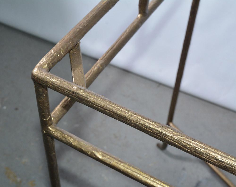 American Gilt Wrought Iron and Frosted Glass Console Table
