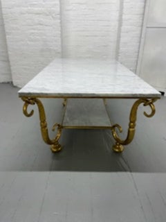 Gilt Wrought Iron and Marble Top Coffee Table