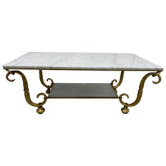 Gilt Wrought Iron and Marble Top Coffee Table