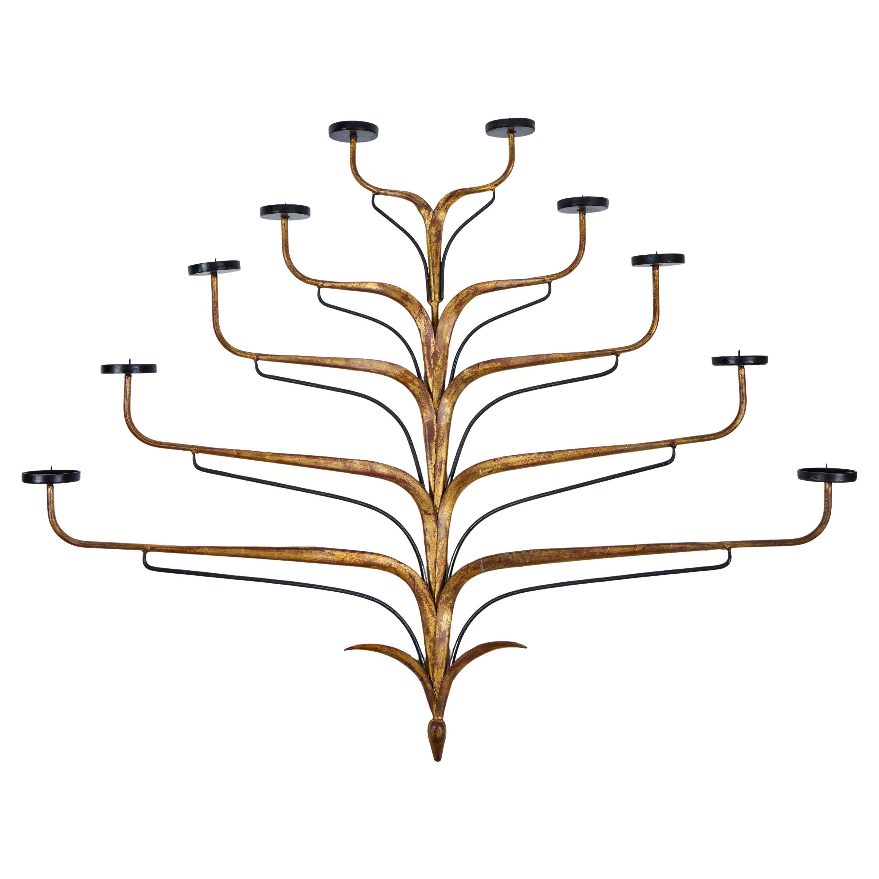 Gilt Wrought Iron Candelabra For Sale