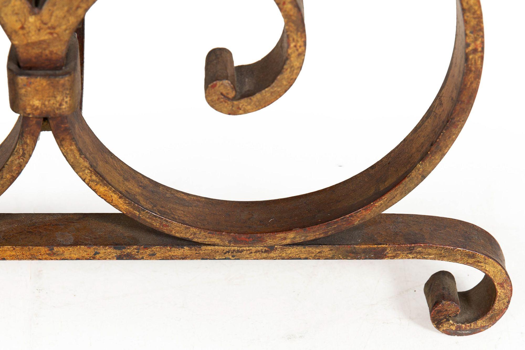 Gilt Wrought Iron Cocktail Coffee Table, manner of Raymond Stubes ca. 1940s in vendita 2