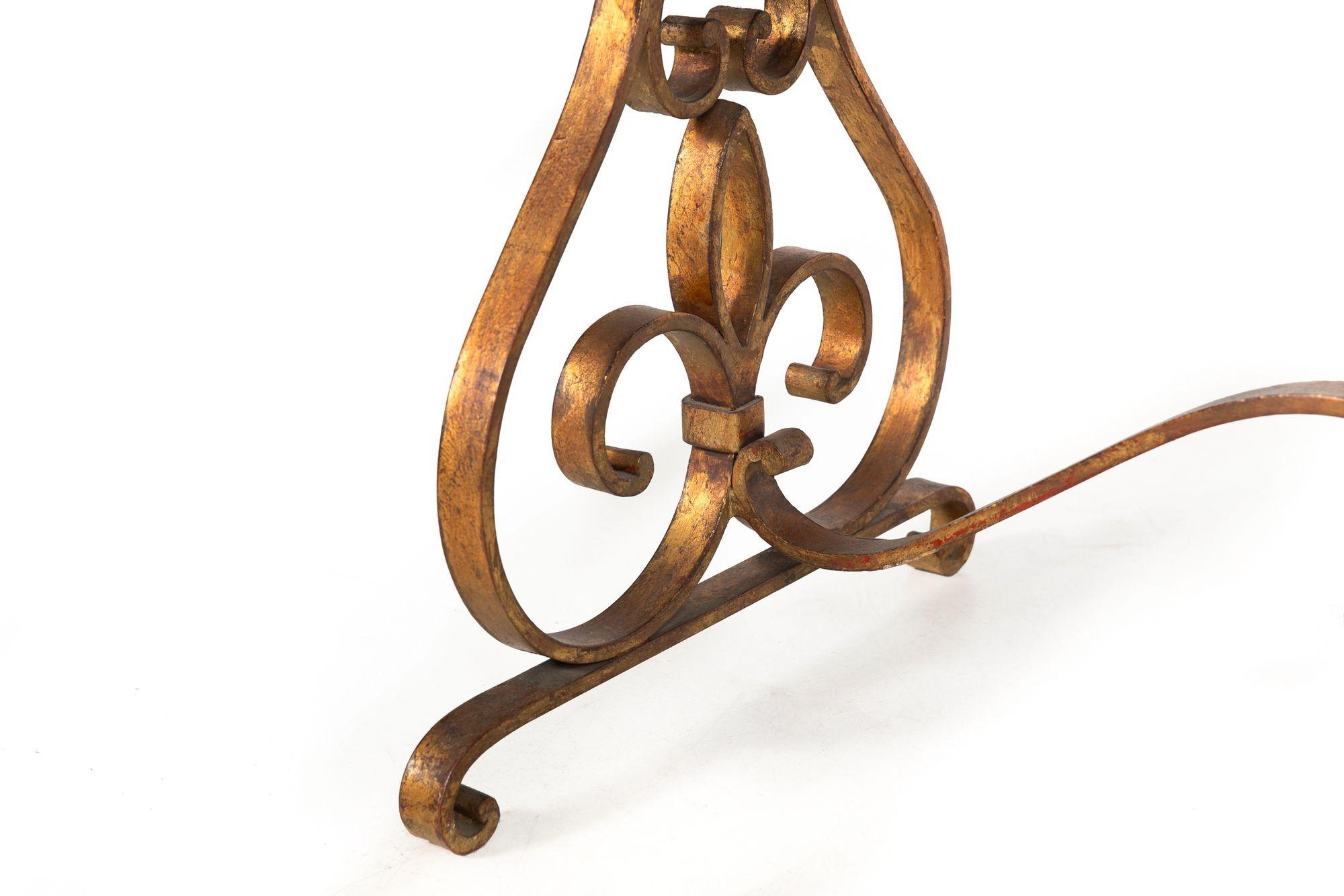 Gilt Wrought Iron Cocktail Coffee Table, manner of Raymond Stubes ca. 1940s in vendita 4