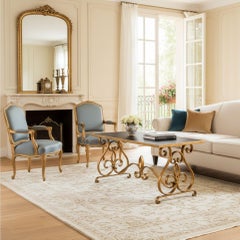 Gilt Wrought Iron Cocktail Coffee Table, manner of Raymond Stubes ca. 1940s