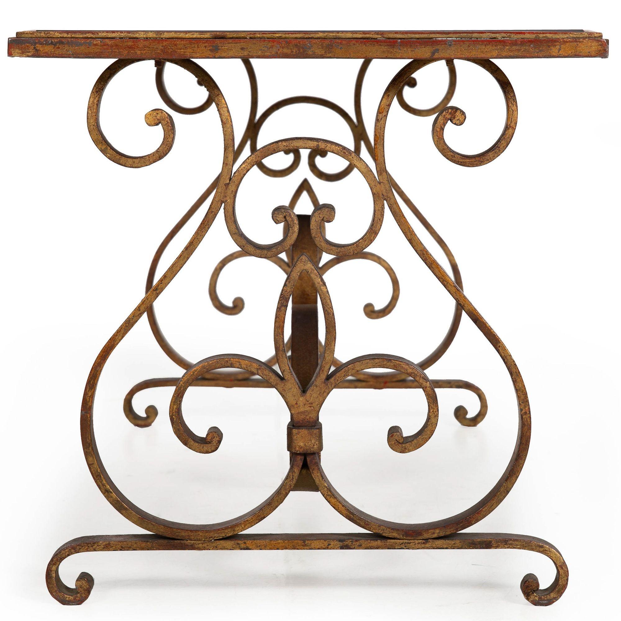 Hollywood Regency Gilt Wrought Iron Cocktail Coffee Table, manner of Raymond Stubes ca. 1940s in vendita