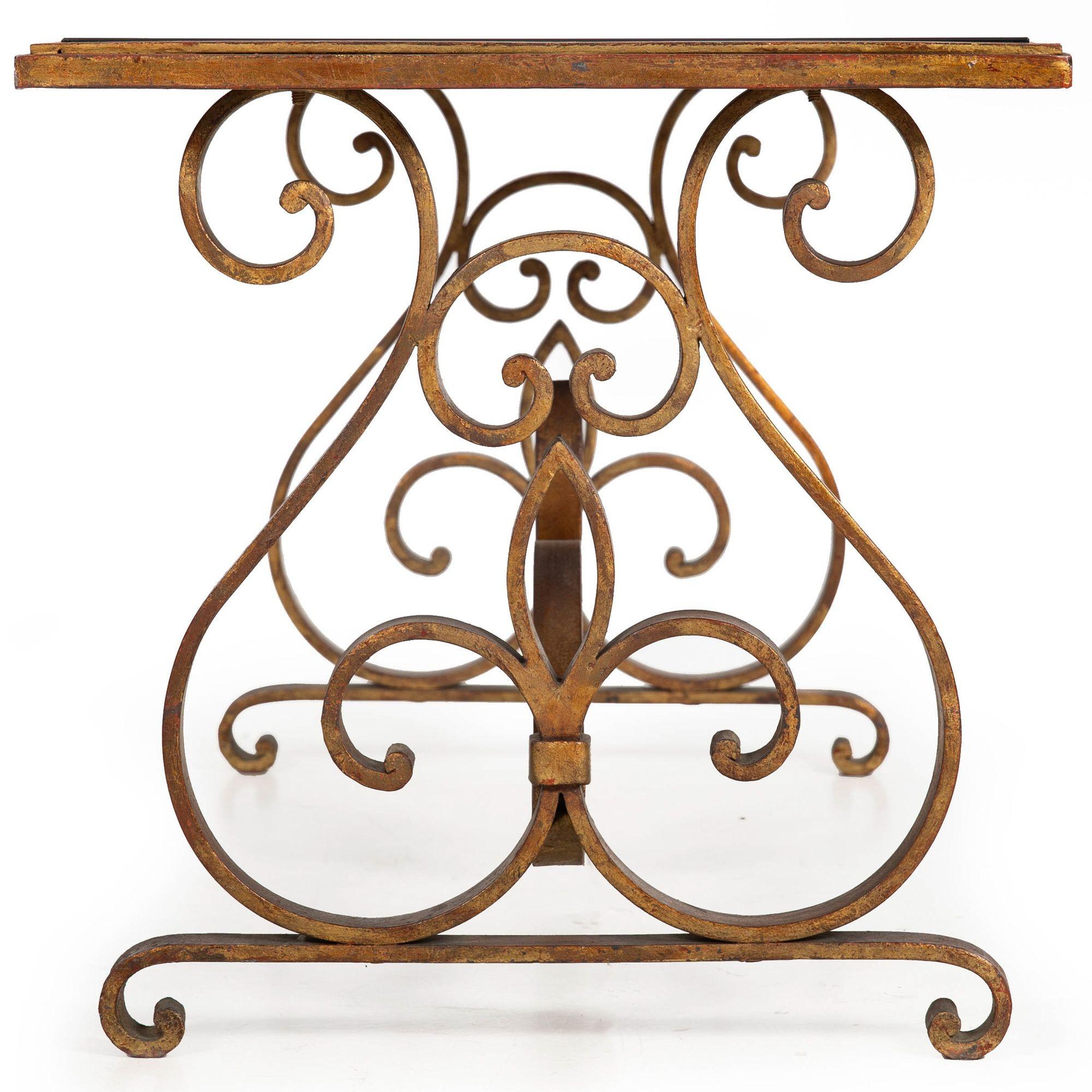 Dorato Gilt Wrought Iron Cocktail Coffee Table, manner of Raymond Stubes ca. 1940s in vendita