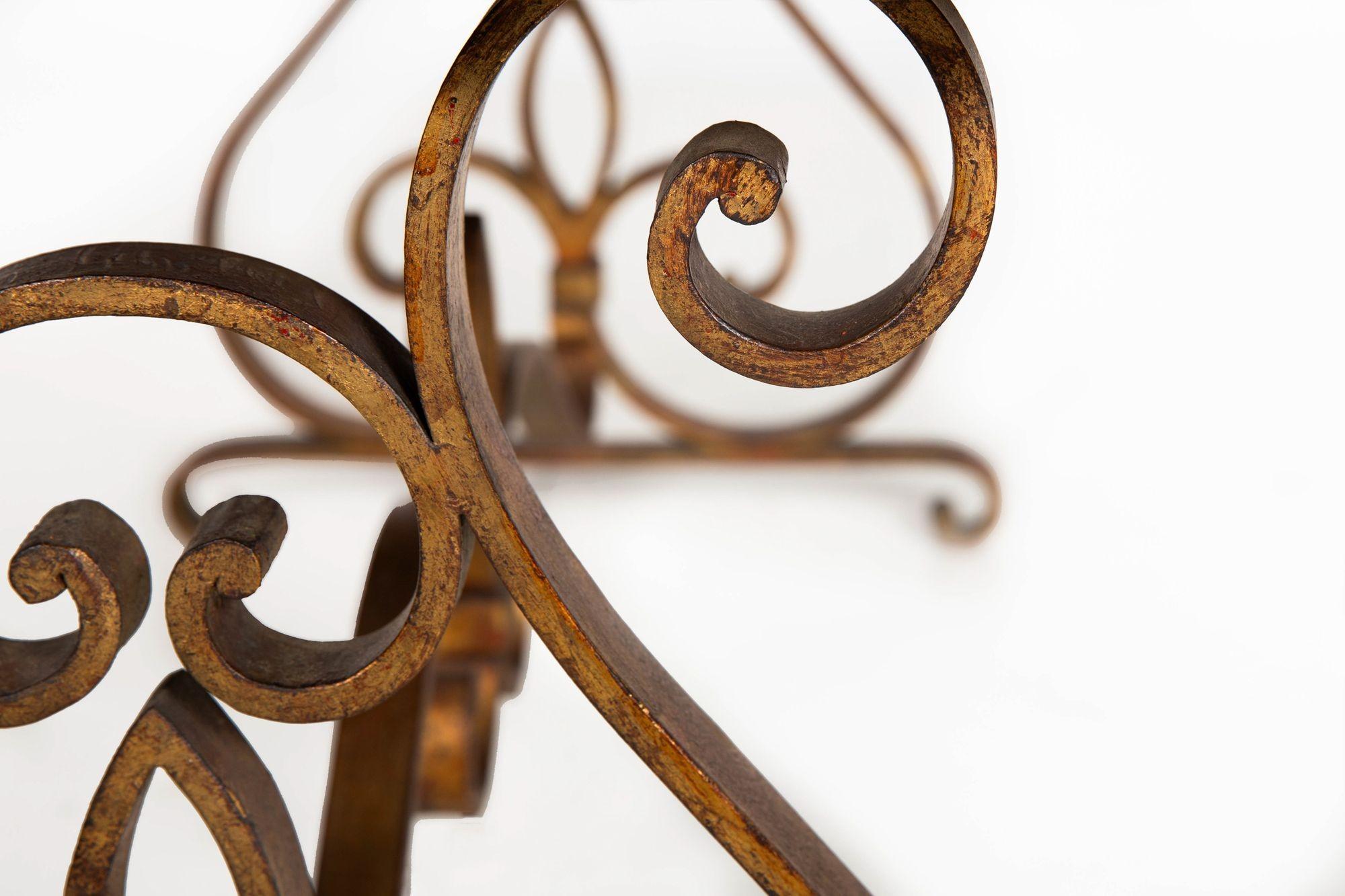 Vetro Gilt Wrought Iron Cocktail Coffee Table, manner of Raymond Stubes ca. 1940s in vendita