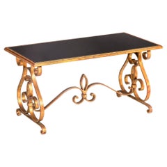 Gilt Wrought Iron Cocktail Coffee Table, manner of Raymond Stubes ca. 1940s