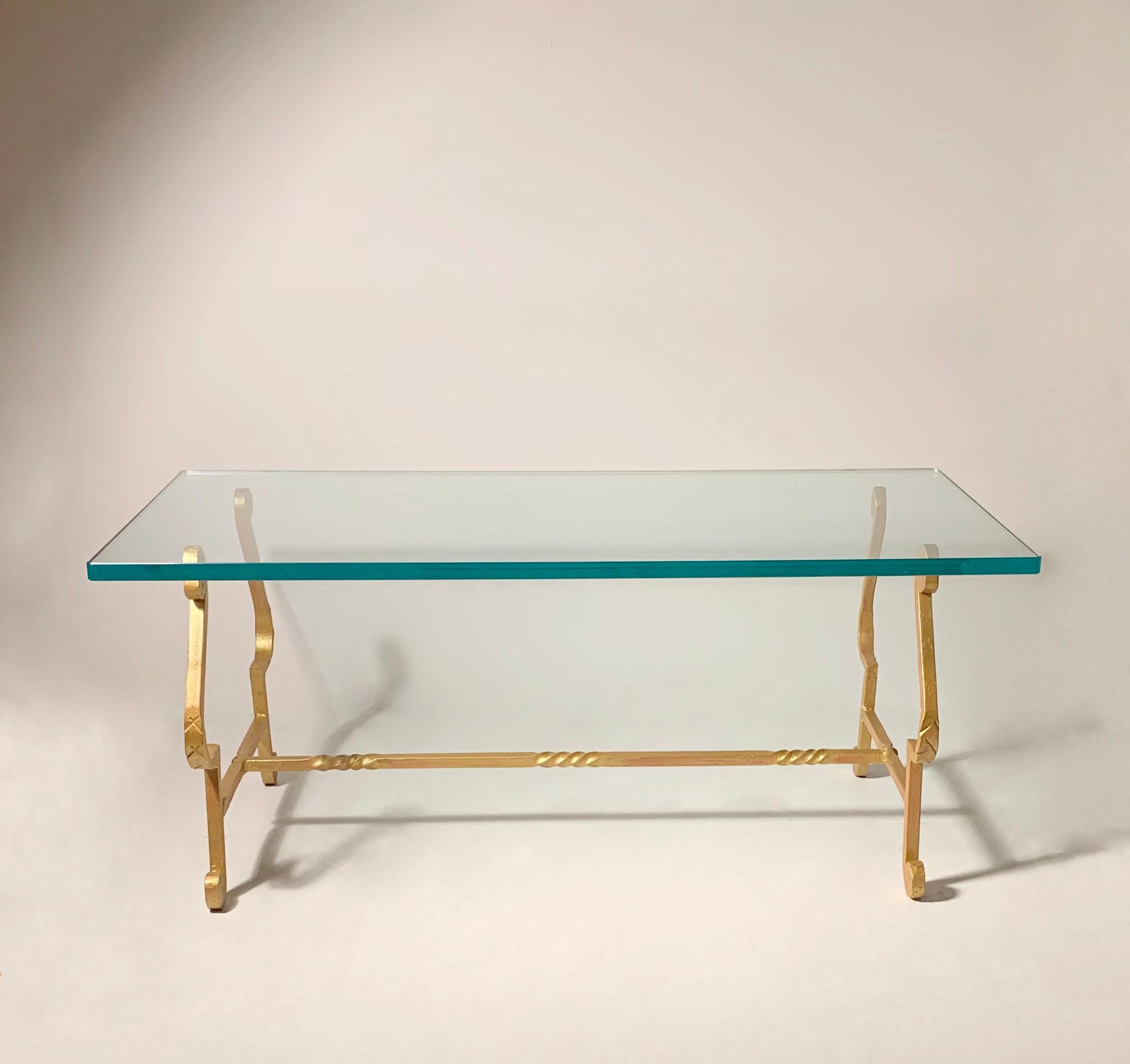 Spanish Gilt Wrought Iron Continental Coffee Table For Sale