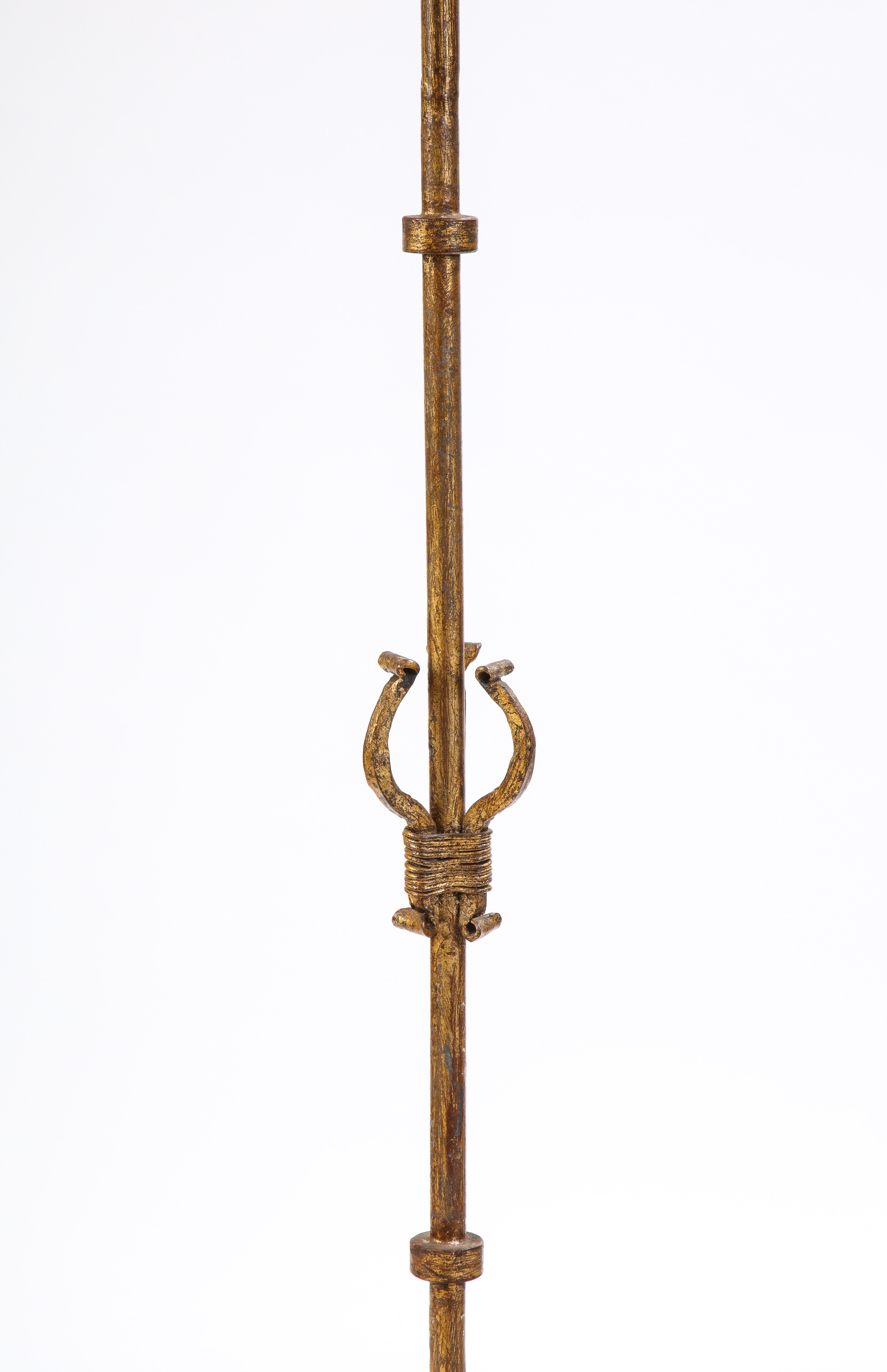 Gilt Wrought-Iron Floor Lamp with Three Legs, Modern 2