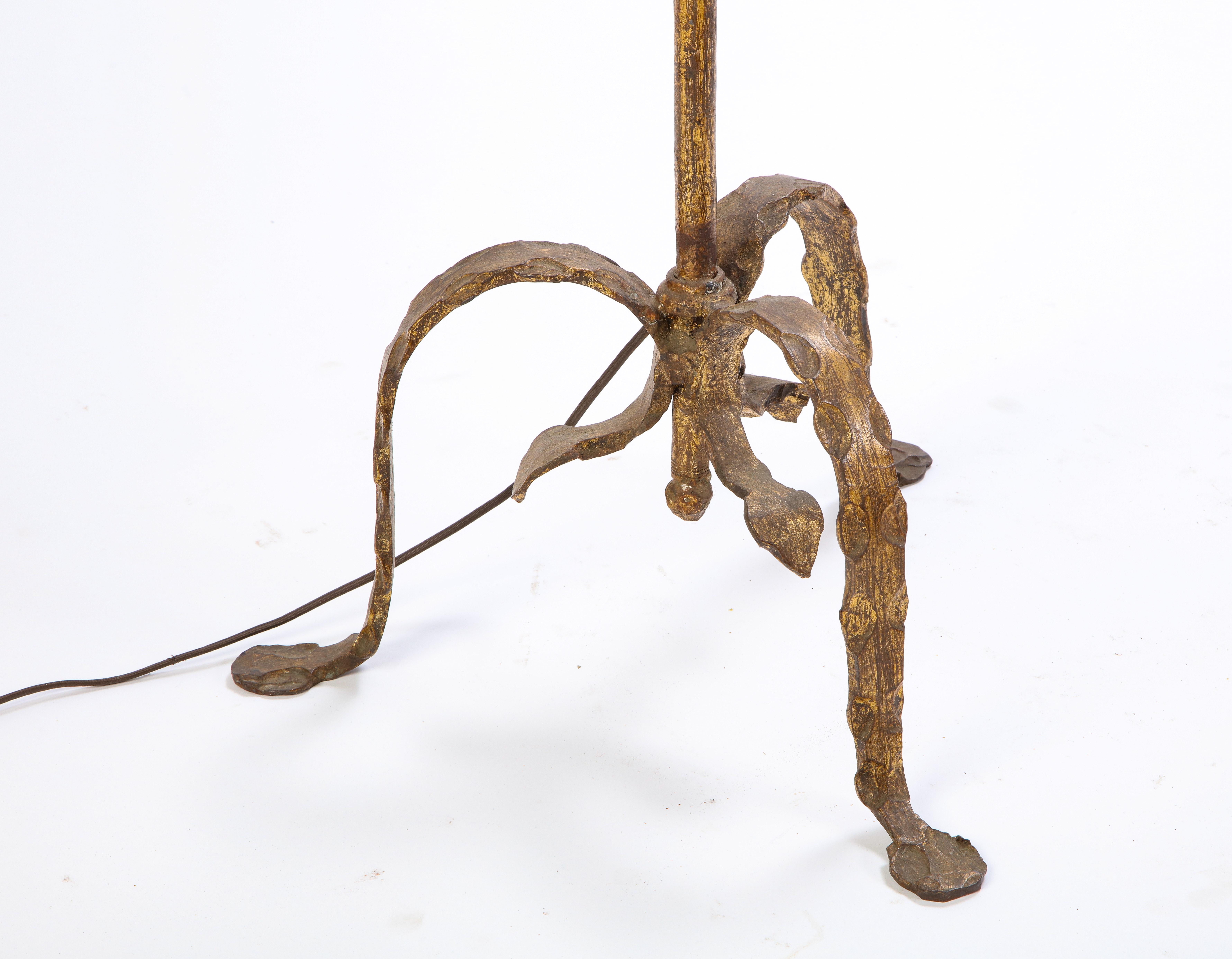 Gilt Wrought-Iron Floor Lamp with Three Legs, Modern 5