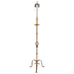 Gilt Wrought-Iron Floor Lamp with Three Legs, Modern