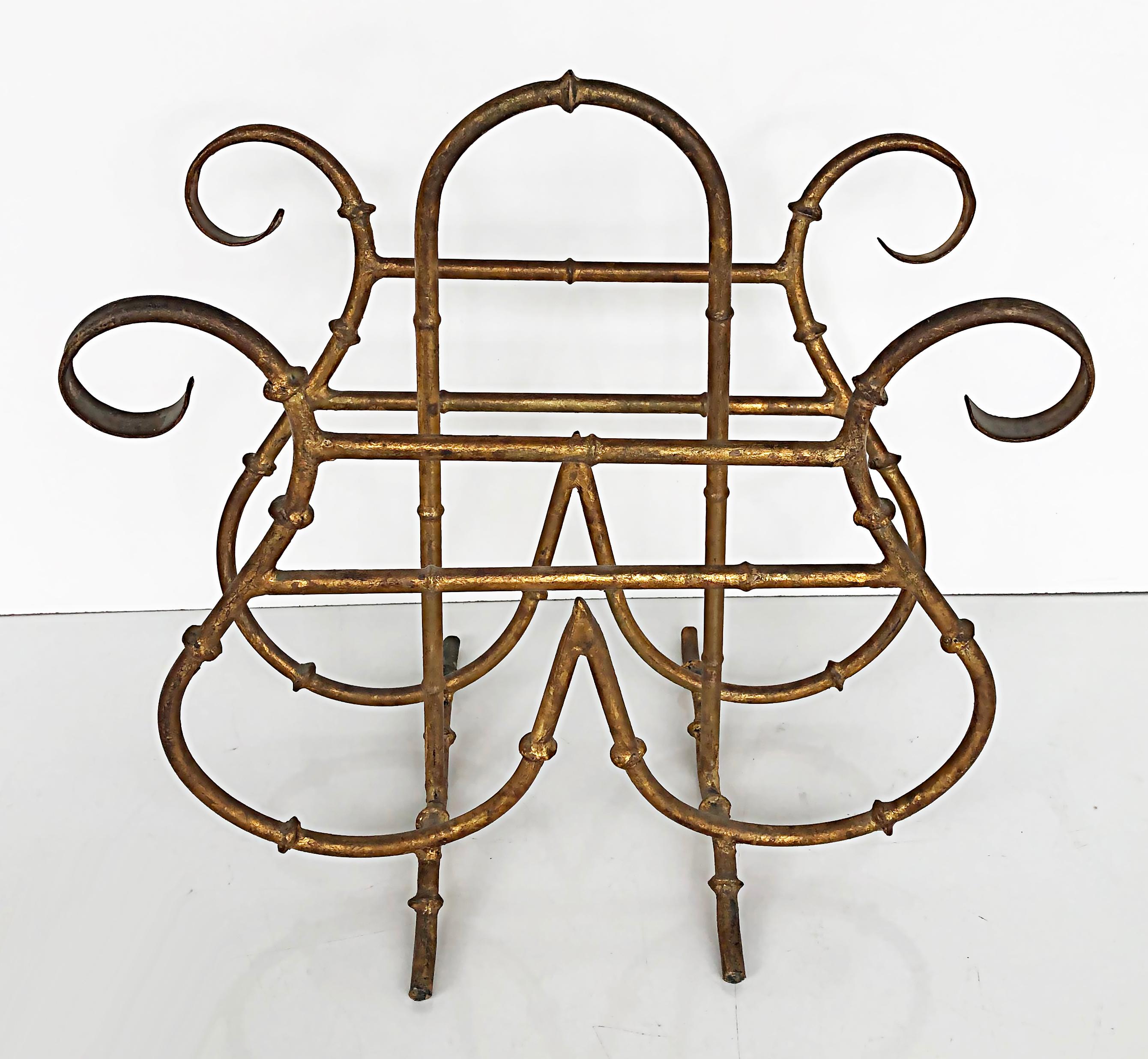 Gilt Wrought Iron Magazine Rack Newspaper Stand Holder For Sale 2
