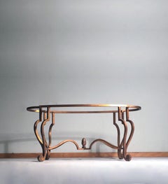 Gilt Wrought Iron Maison Ramsay Jansen Coffee Table Frame with Acorn Finial