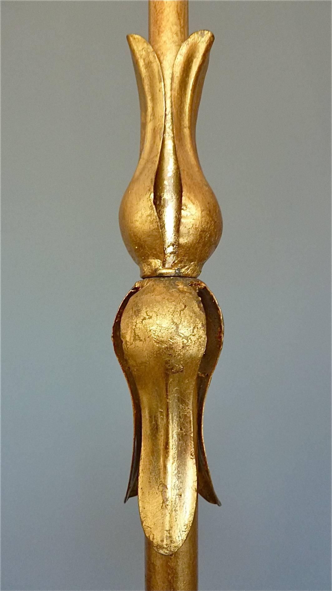 Mid-Century Modern Gilt Wrought Iron Metal Coat Stand Hat Rack Kögl Style, Italy, 1950s