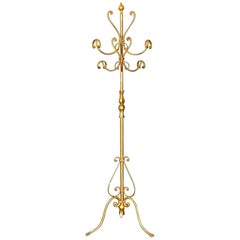 Porte-manteaux en métal fer forgé doré Porte-chapeaux style Kögl:: Italie:: années 1950