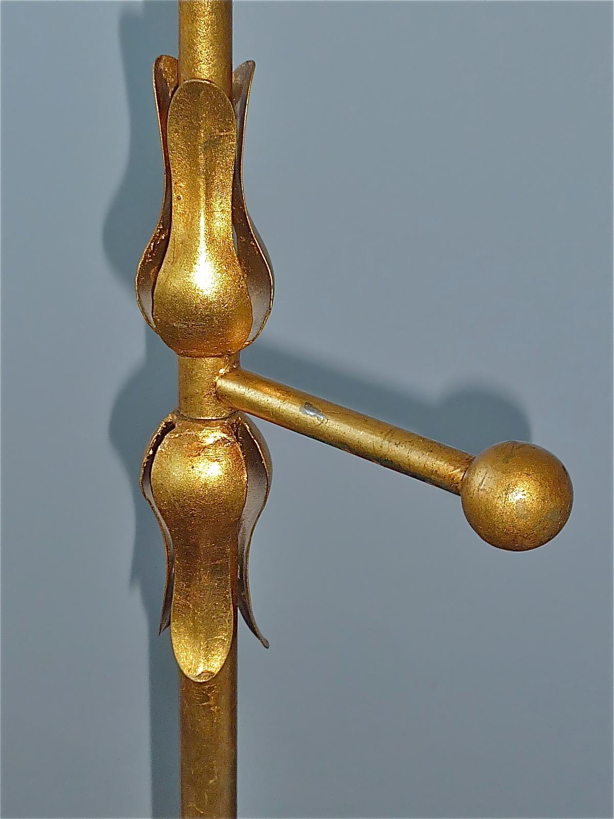 Gilt Wrought Iron Metal Mid-Century Coat Stand Hat Rack Kögl Style, Italy 1950s 6